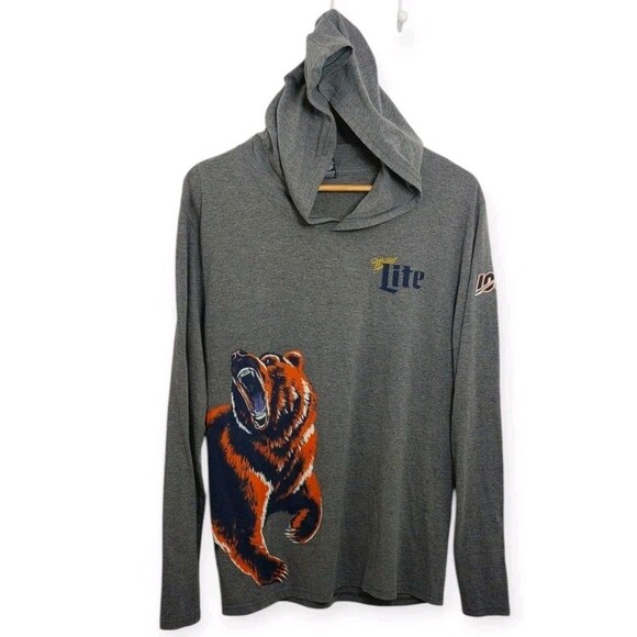 Miller Lite Chicago Bears Collab Adult Size Small Hooded Pullover Shirt Top - Picture 1 of 11